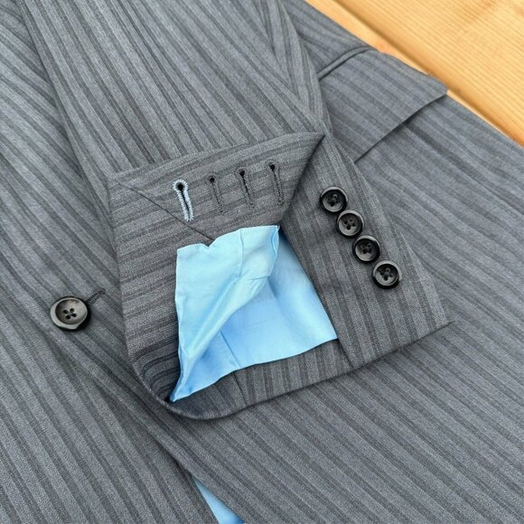 Tom James Royal Classic Suit 2pc Holland & Sherry Savile Row Striped 40L 32x33 - Picture 8 of 16